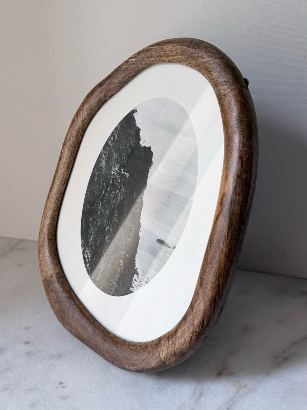 Wooden organic irregular Oval Photo Frame - Brown 10”x8” - Picture 7 of 13